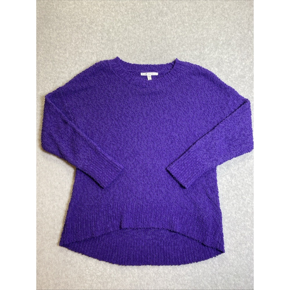 Seven7 Womens Popcorn Chenille Sweater Prism Violet Purple Crewneck Pullover M